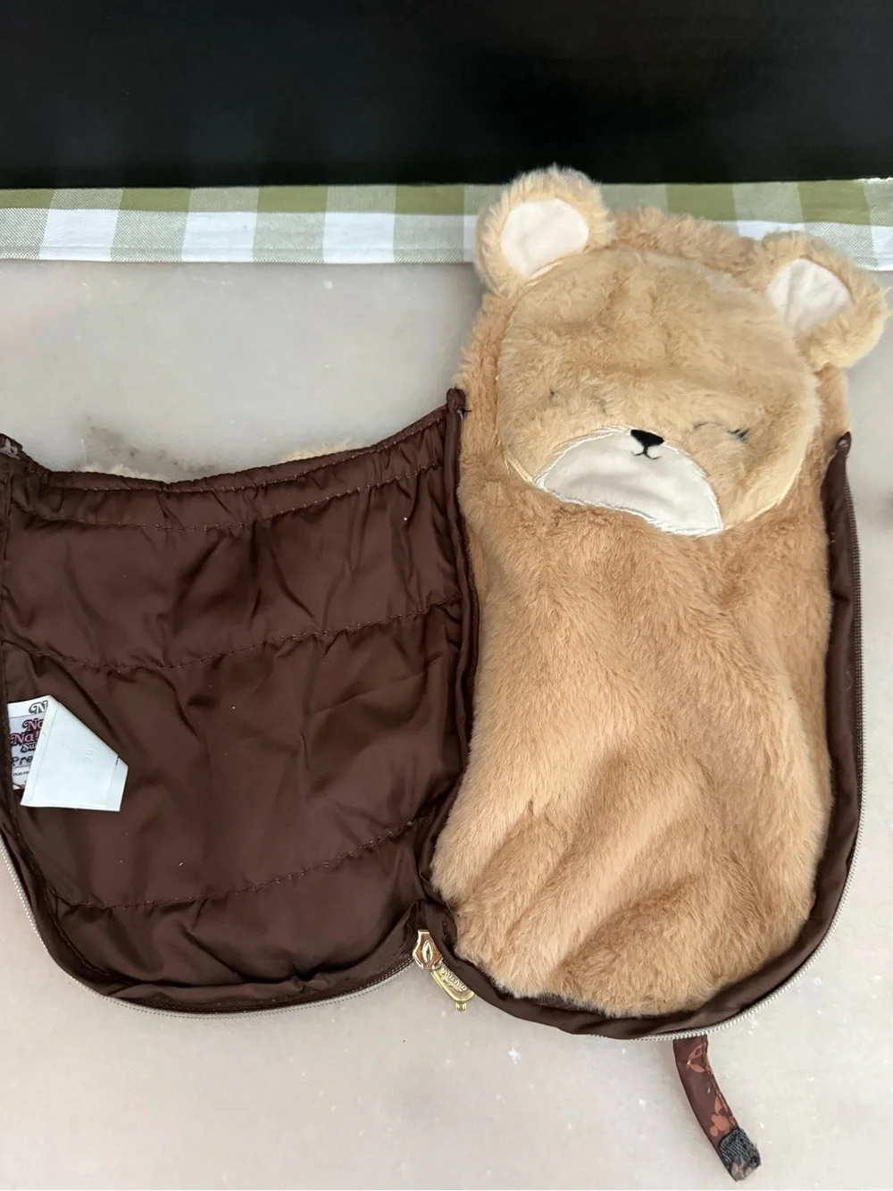 Na Na Na Surprise Soft Plush Tan Brown Teddy Bear Diaper Wipes Bag 13 x 7